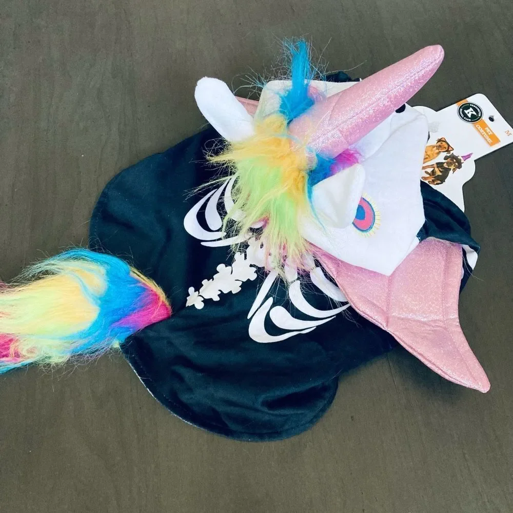 Pet Halloween Unicorn Skeleton Dog Costume